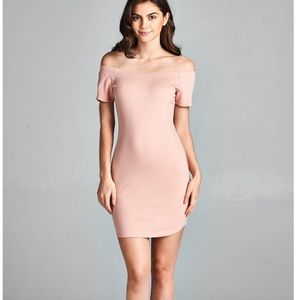 Pink off the shoulder dress